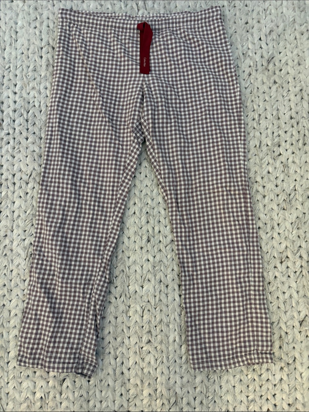 Women’s Gingham Stretch Pants - Gray & White - Calvin Klein